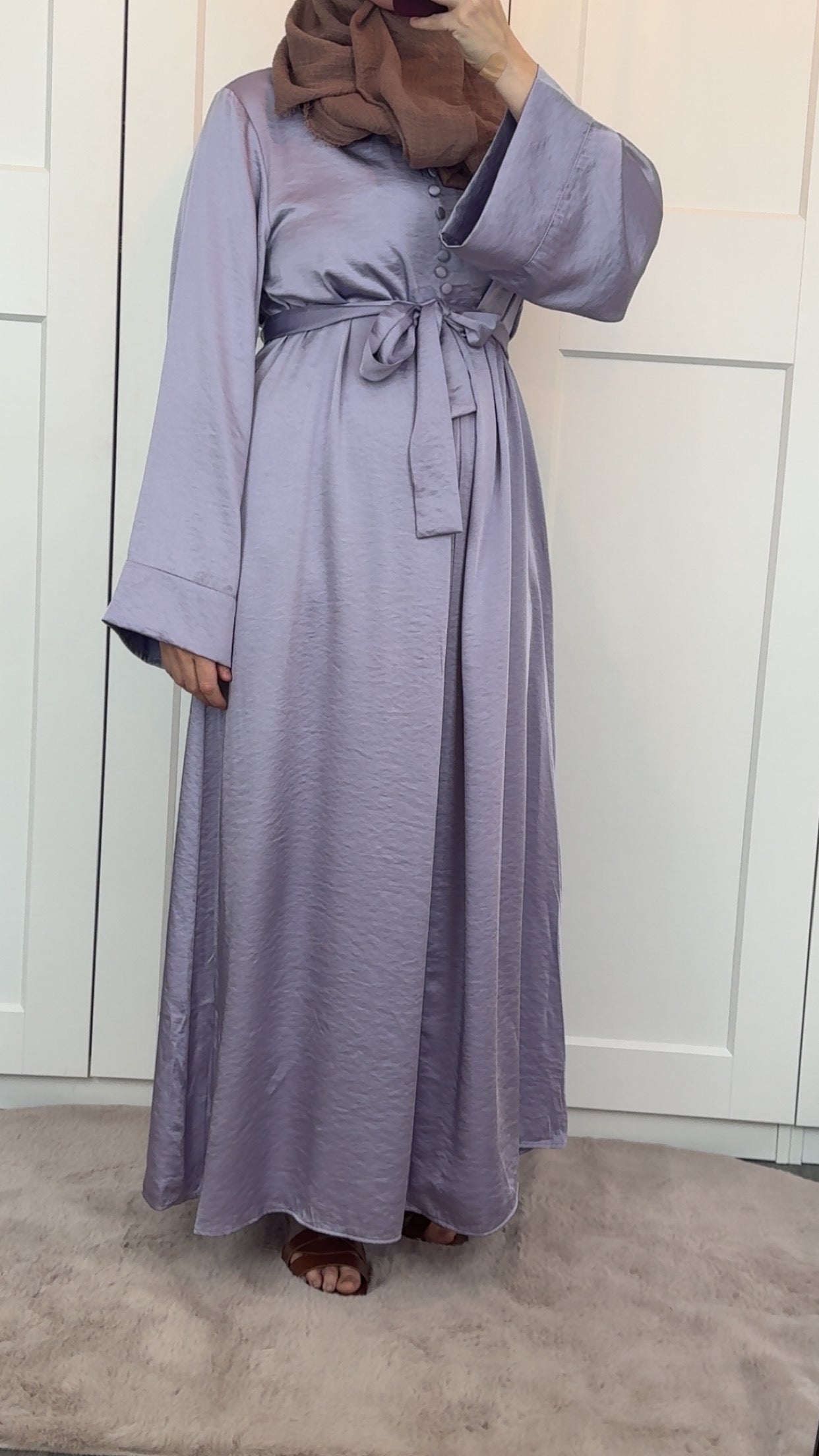 Satin lila maxi dress
