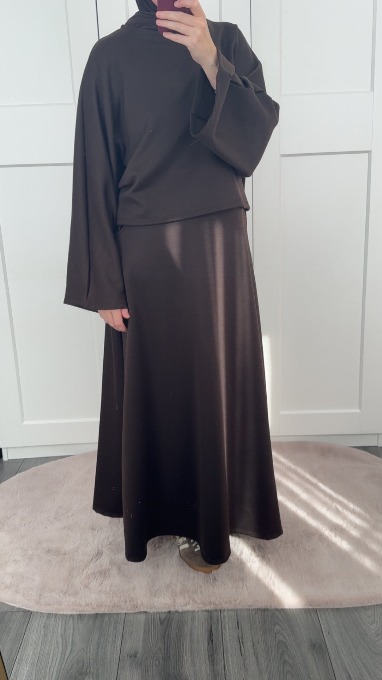 Two pieces skirt set darkbrown