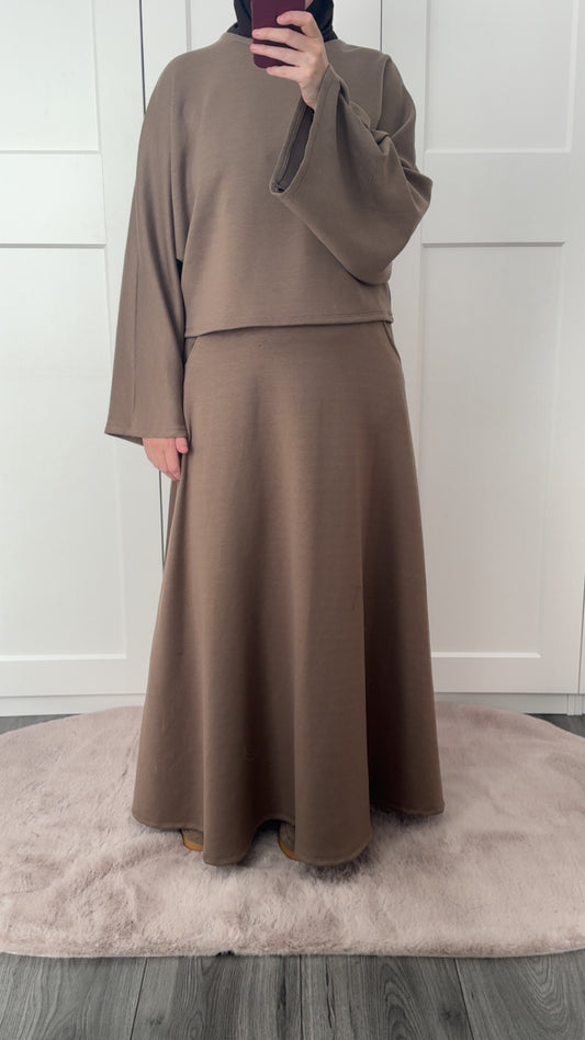 Two pieces skirt set taupe