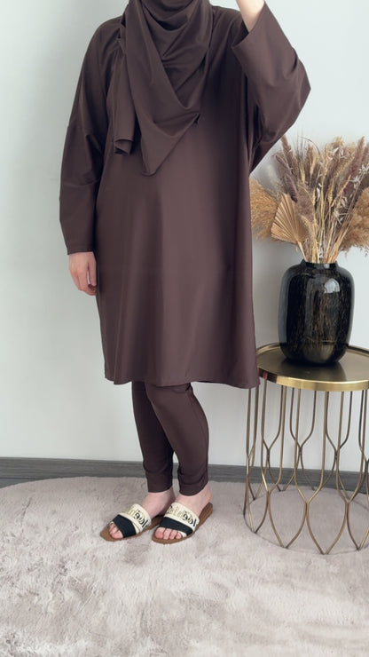 Burkini oversized donkerbruin