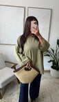 Sage cotton shirt 3/4 mouw