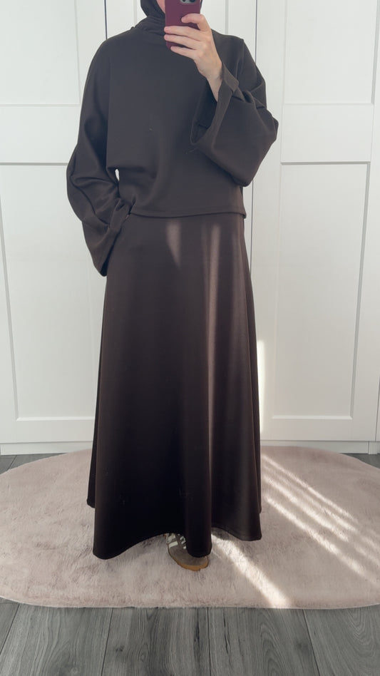 Two pieces skirt set darkbrown
