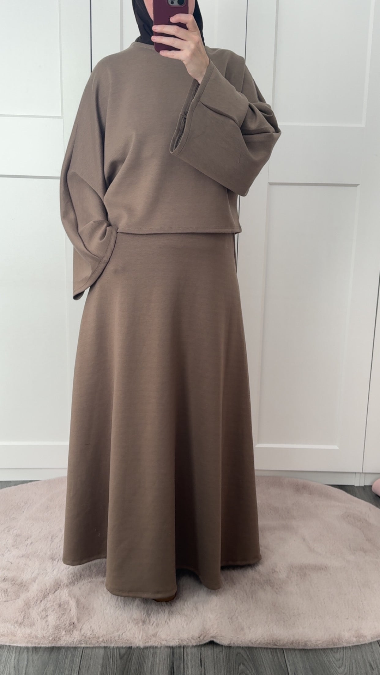 Two pieces skirt set taupe