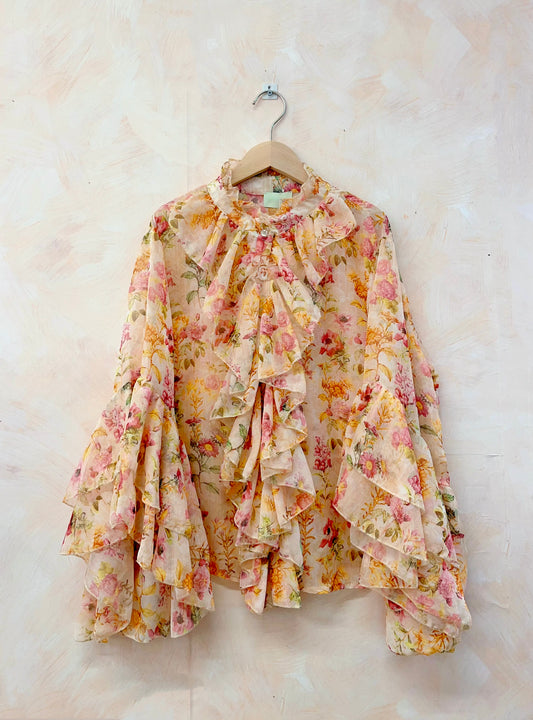 Flower ruffle blouse